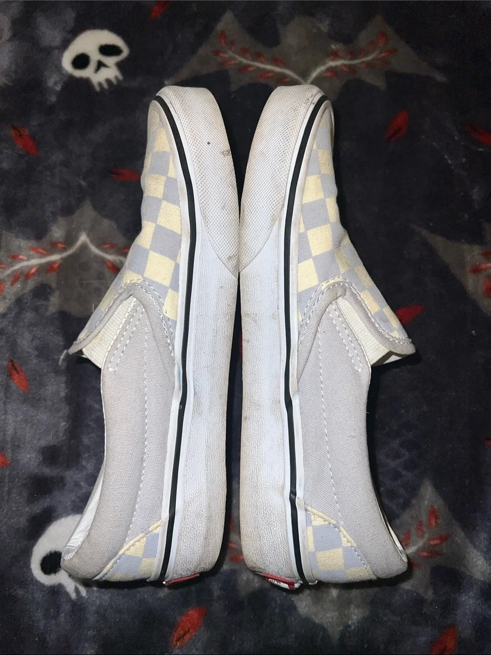 Vans Kids Slip-On Checkerboard Sneakers - Light Blue & Cream